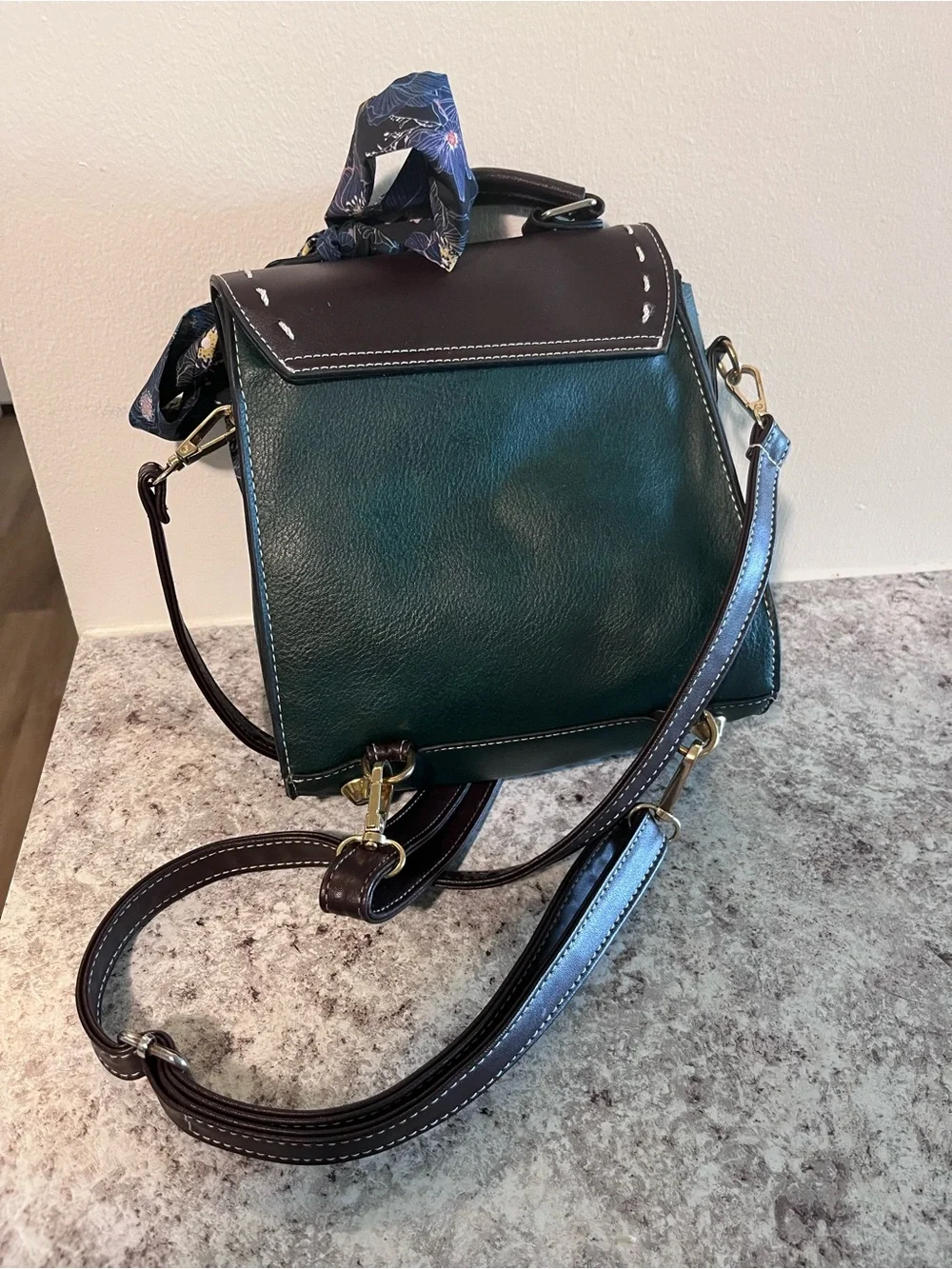 Bubble Bee Faux Leather Green Mini Backpack Purse